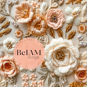 3D 春の花柄ボヘミアンシームレスパターン繰り返しファイル、ファブリック昇華用、即時ダウンロード、デジタルペーパージャーナル、スクラップブック表面デザイン