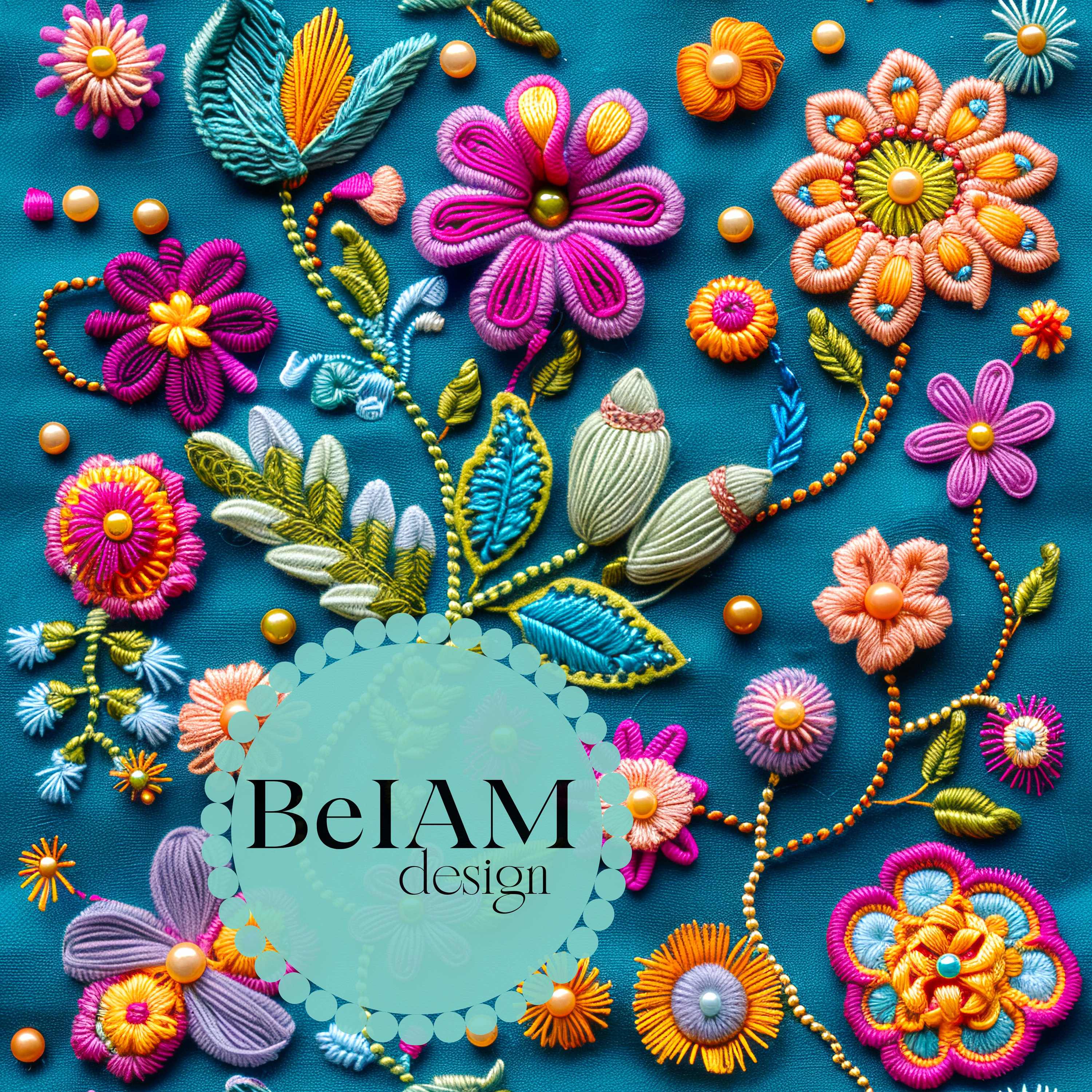 3D Embroidery Floral Seamless Pattern Repeating File for Fabric Sublimation Instant Download Digital Paper Scrapbook Surface Design Journal