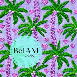 Motif 3D sans couture de palmiers vert violet vif pour sublimation de tissu, papier numérique tropical, impression de tissu personnalisée, arrière-plan