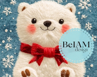 Christmas Polar Bear Seamless Pattern, Fabric Sublimation (Digital)