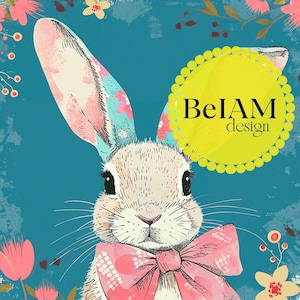Motif répétitif de fichier sans couture de lapin floral de Pâques pour la conception de surface de fichier sans couture de fichier de lapin de papier numérique de ressort personnalisé de tissu de sublimation de ressort