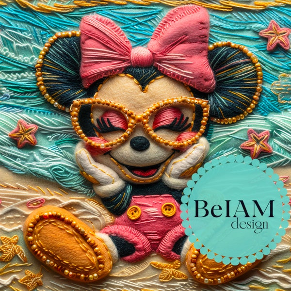 3D Cute Mouse at the Beach Seamless Pattern Repeating File for Fabric Sublimation Instant Download Digital Paper Scrapbook Surface Design