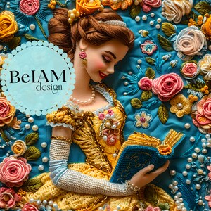 3d leitura princesa padrão sem emenda repetindo arquivo para tecido sublimação beleza princesa papel digital scrapbook design de superfície papel de parede