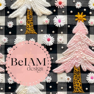 Groovy Karierte Weihnachten Nahtlose Muster-Wiederholungsdatei für Stoff Sublimation 3D Leopard Print Daisy Weihnachtsbäume Telefon Hülle Wallpaper