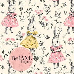 Lapin de Pâques vintage sans couture fichier répétitif pour sublimation de tissu vintage Pâques papier numérique artisanat gobelet Design papier peint
