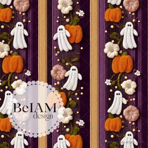 3D Halloween rayures goules citrouilles motif répétitif fichier pour sublimation de tissu automne papier numérique tissu personnalisé usage commercial