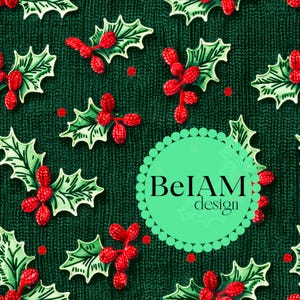 3D-Weihnachtsstechpalme-nahtlose Muster-Wiederholungs-Datei für Stoff-Sublimations-Weihnachts-Faux-Knit-Digital-Papier-Handwerks-Tumbler-Design-Tapete