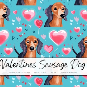 Datei für den Druck auf Stoff Hund Nahtlose Muster Valentinstag Digitale Papiere wiederholen Stoff Design Hundestoff
