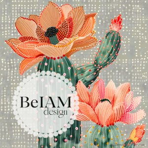 Archivo repetitivo de patrón floral sin costuras de cactus boho para sublimación de tela, papel tapiz con diseño de vaso, manualidades digitales de suculentas bohemias