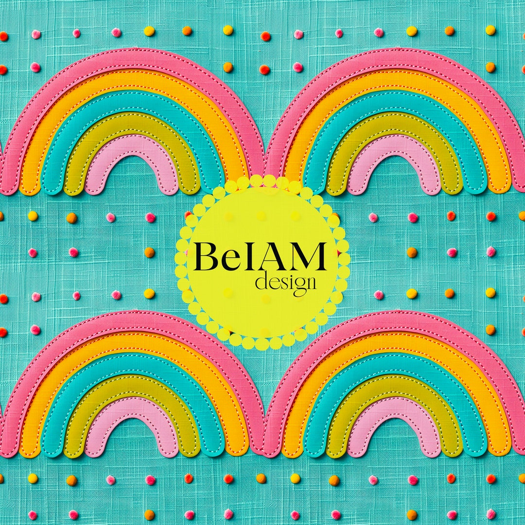 Neon Rainbow Seamless Pattern: 3D Summer Fabric Sublimation (digital ...