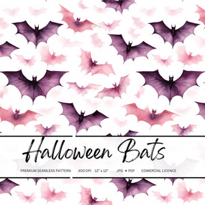 Haloween Bats Seamless Pattern Printable Digital Paper Halloween Seamless File  For Scrapbooking Digital Journal Halloween Wallpaper