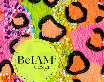 3D Neon Sequin Leopard Print Seamless Pattern Repeat File for Fabric Sublimation Neon Leopard Digital Paper Craft Tumbler Design Wallpaper