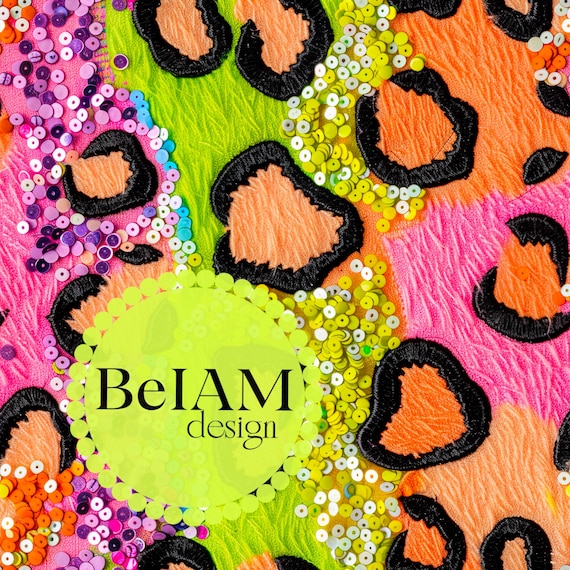 Neon Sequin Leopard Print Seamless Pattern: Fabric Sublimation