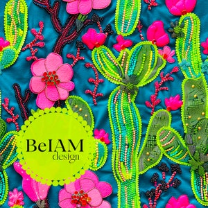 3D zomer bloeiende cactus naadloos patroon herhalend bestand voor stof sublimatie download digitaal papier plakboek Surface Design Wallpaper