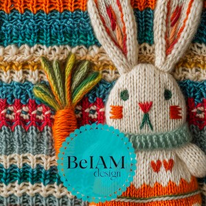 Gestrickte Hase Nahtlose Datei für Stoff Sublimation Digitales Papier Faux Knit Textured Digital Paper 3D Muster