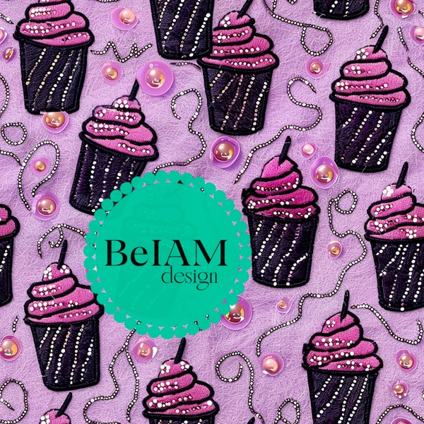 Purple Glitter Slurpee Seamless Pattern Repeating File for Fabric Sublimation Download Digital Paper Scrapbook Surface Design Wallpaper