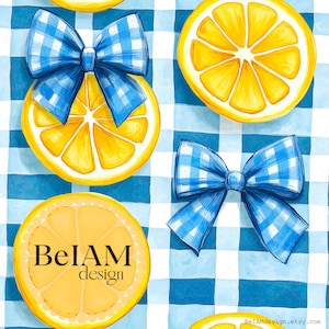 Fichier répétitif de modèle sans couture d'été lumineux pour sublimation de tissu noeud bleu citrons papier numérique fond d'impression de tissu personnalisé
