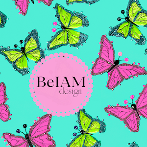 Safe Swim Neon Butterflies Patrón sin costuras Archivo repetido para sublimación de tela Descargar papel digital Scrapbook Surface Design Wallpaper