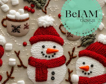 3D Marshmallow Cocoa Snowman Seamless Pattern Repeat File for Fabric Sublimation Xmas Snowman Digital Paper Craft Tumbler Design Wallpaper