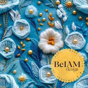 3D-blauw bloemen naadloos patroon herhalend bestand voor stofsublimatie Download digitaal papier Scrapbook Journal Surface Design Wallpaper DIY