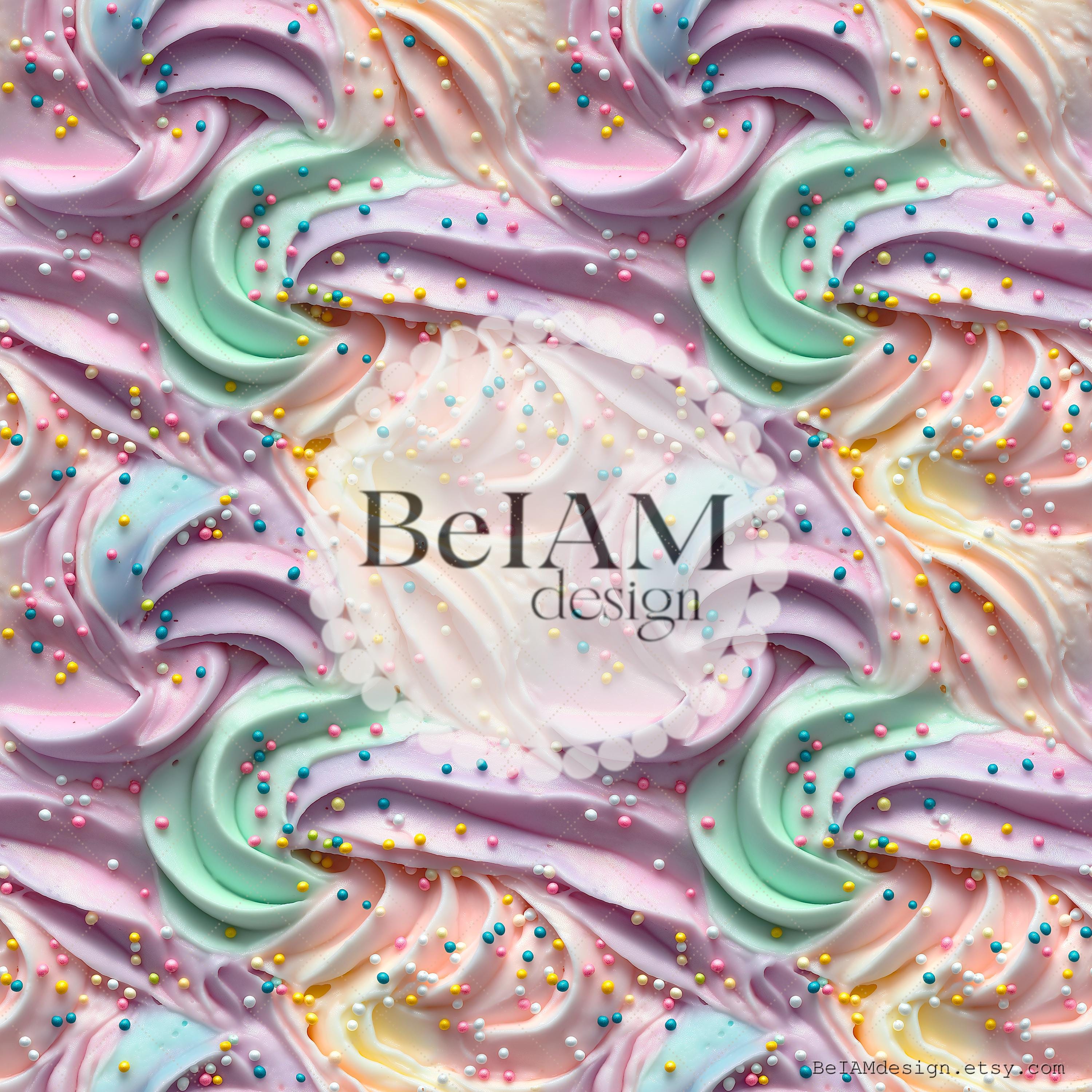Icing Patterning Pastel Frosting Seamless Pattern: 3D Sprinkles Fabric Print (digital ...