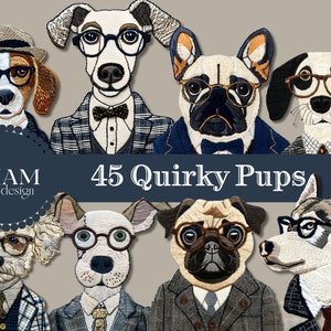 45 Cachorros peculiares PNG Perro Clipart Paquete Junk Journal Perros Medios Mixtos Clipart Caprichoso Clipart Perro Pegatinas Digitales Cachorro Diario Scrap Book