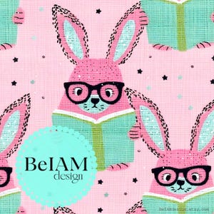 Texturierte Bookish Ostern Nahtlose Muster-Wiederholungs-Datei für Stoff Sublimation Lese Bunny Digital Paper Craft Tumbler Design Wallpaper