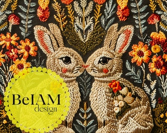 Vintage Easter Bunny Seamless Pattern: Retro Floral Fabric Design (Digital Paper)
