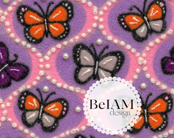 3D Scalloped Butterflies Seamless Pattern: Fabric & Digital Paper (JPEG File)