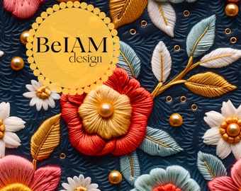 3D Autumn Floral Seamless Pattern: Fabric Sublimation, Scrapbook Paper (Digital Download)