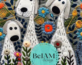 3D niedlichen Hund Musterdesign-Datei für Stoff Sublimation, Instant Download Digital Papier Surface Design Sommer Junk Journal