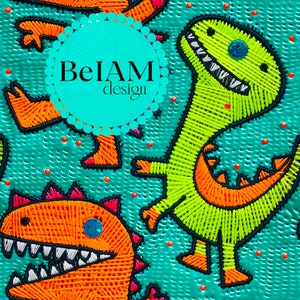 Texturado neón bailando Dinos patrón sin costuras archivo repetido para sublimación de tela Descargar papel digital Scrapbook Surface Design Wallpaper