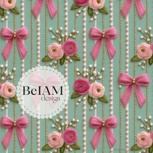 3D Granmillenial Coquette Floral Nahtlose Muster-Wiederholungsdatei für Stoff Sublimation Blumen Bögen Digitale Papier Wallpaper Kommerzielle Nutzung