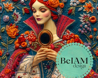 3D Floral Evil Queen Seamless Pattern: Fabric Sublimation (Digital Download)