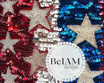 4th of July Sequin Glitter Stars Seamless Pattern (Digital Download)