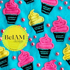 Helado de neón 3D Patrón sin costuras Archivo repetido para sublimación de tela Descargar papel digital Scrapbook Journal Surface Design Wallpaper