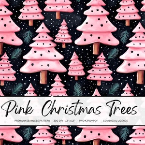 Rosa Weihnachtsbäume Musterdesign für den Druck auf Stoff Rosa Weihnachts-Nahtlose Datei Girly Weihnachten