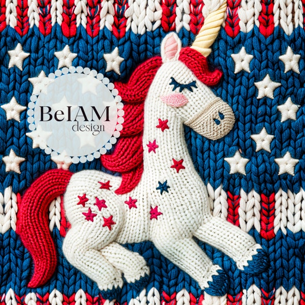 3D 4th of July Unicorn Seamless Pattern Repeating File for Fabric Sublimation Download Digital Paper Scrapbook Surface Design Background