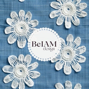3D Crochet Daisy Denim Seamless Pattern Repeating File Fabric Sublimation Download Digital Paper Scrapbook Journal Surface Design Wallpaper