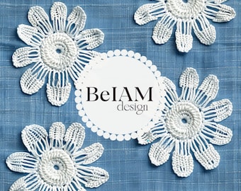 3D Crochet Daisy Denim Seamless Pattern: Fabric Sublimation (Digital Download)