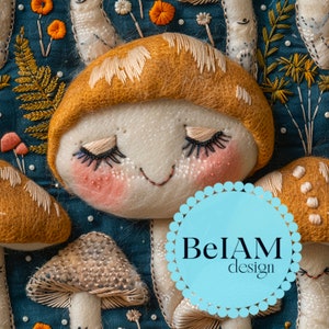 3D Bonito Cogumelo Retro Padrão Sem Costura Arquivo de Repetição para Sublimação de Tecido Baixar Papel Digital Scrapbook Design de Superfície Papel de Parede