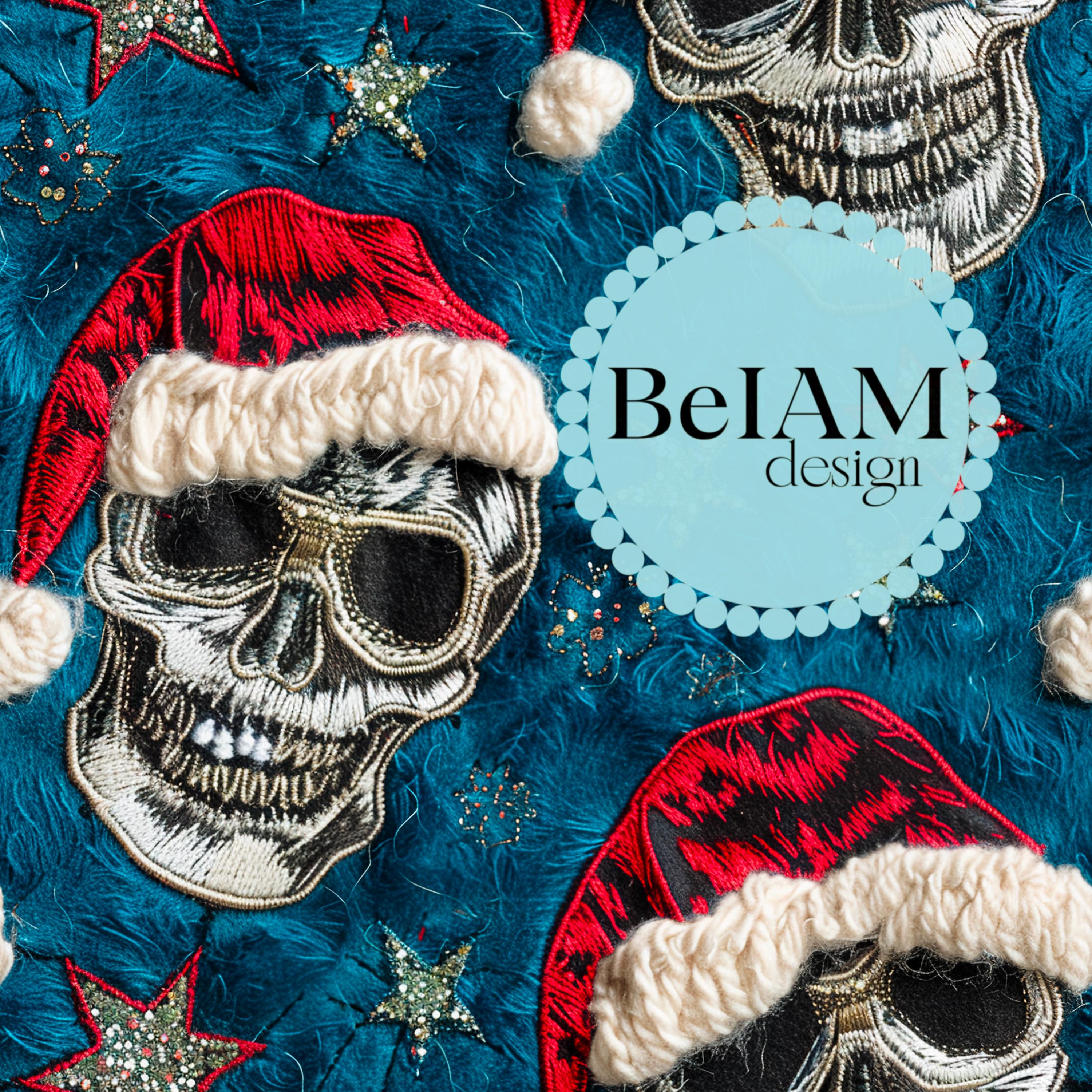 Christmas Skulls Seamless Pattern: Fabric Sublimation, Tumbler