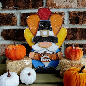 Thanksgiving Turkey Gnome Shelf Sitter, DIY Kit or Hand-painted, Turkey ...
