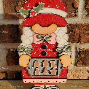 Hand-Painted Ms. Claus Gnome Shelf Sitter: Christmas Decor, DIY Kit