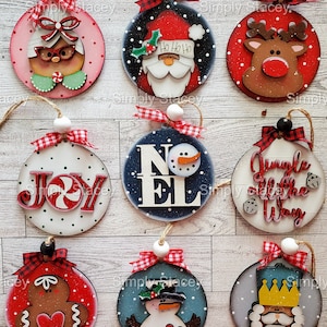Christmas 2nd Edition Ornaments, Set of 9 or Single Wood Ornaments, Hand Painted, DIY Wood Kit,  Reindeer, Nutcracker, Santa, Homemade Gift
