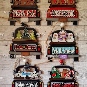 Rustic Truck Ornaments and or Gift Card Holders, DIY Kit or Painted, Secret Santa, Ornament Exchange, Christmas Ornaments, Handmade Gift