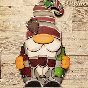 Wine Gnome, DIY Wood Kit, Hand-painted, Shelf Sitter, Tiered Tray Decor, Paint Party, Wine Gnome Shelf Sitter, Mantle Decor, Homemade Gift