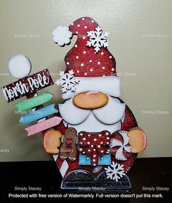 North Pole Santa Gnome, DIY Kit or Hand-Painted, Christmas Shelf Sitter, Christmas Home Decor, Standing Santa Gnome, Homemade Gift