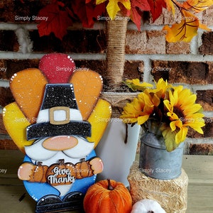 Thanksgiving Turkey Gnome Shelf Sitter, DIY Kit or Hand-painted, Turkey ...