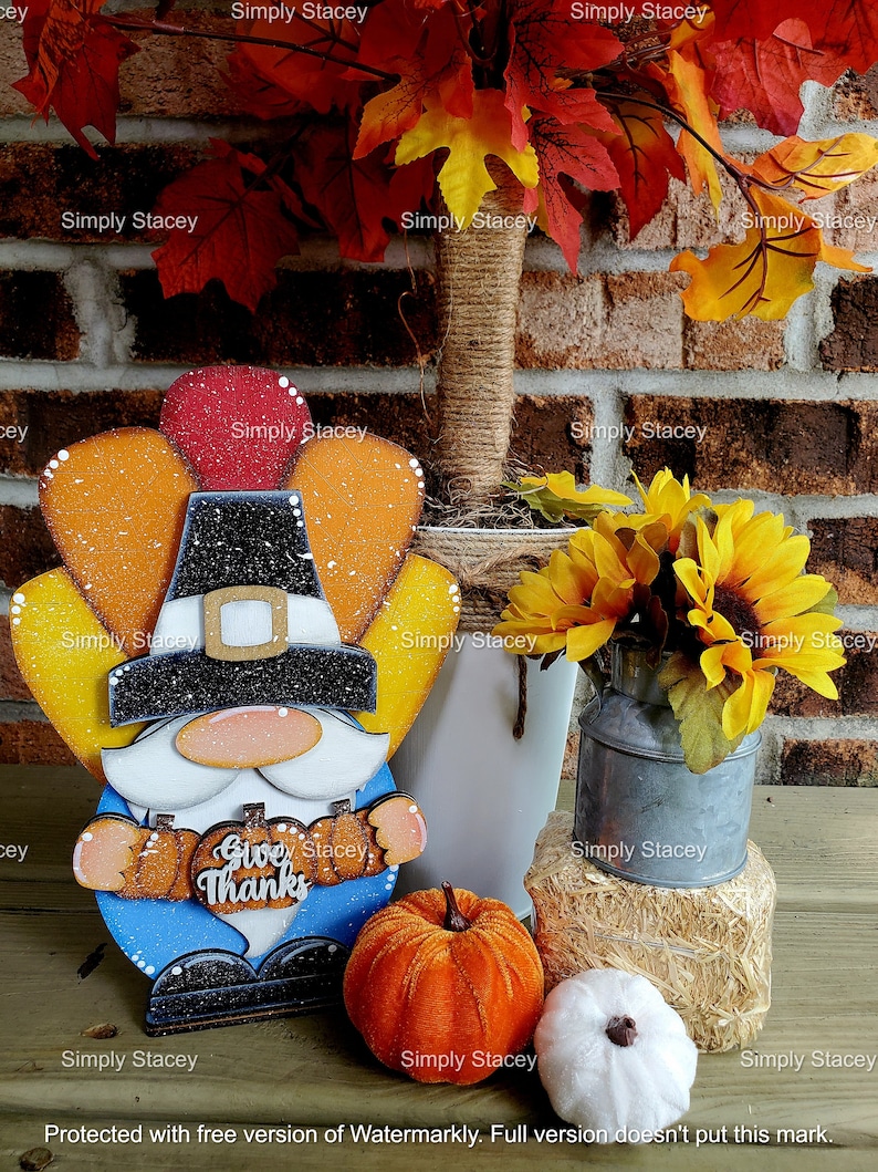 Thanksgiving Turkey Gnome Shelf Sitter, DIY Kit or Hand-painted, Turkey ...